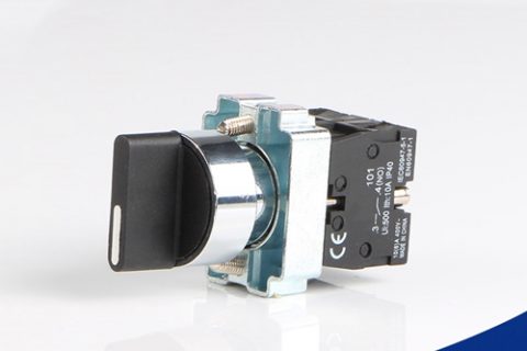 Rotary Selector Switch 2 Positions Select Knob 1NO+1NC Self-Lock Latching AC 600V 10A 22mm Panel Mount KB2-BD25